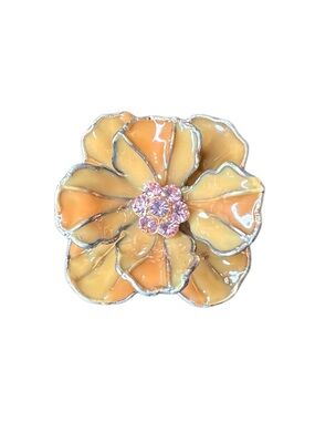 Best Vintage Enamel Flower Brooch in Orange and Yellow